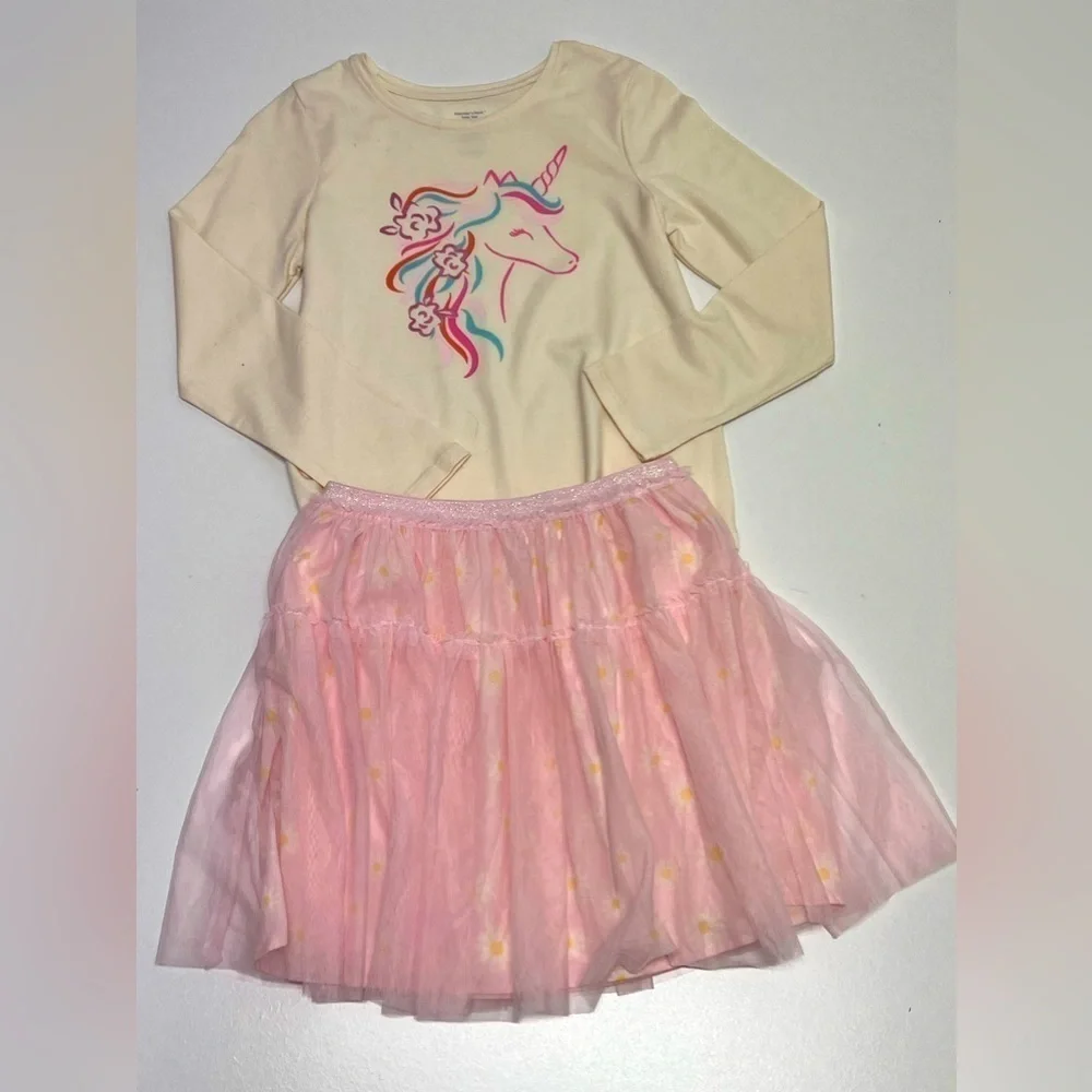 MEMBERS Mark Girls 2-piece Long Sleeve Graphic Unicorn Shirt & Tutu - 12